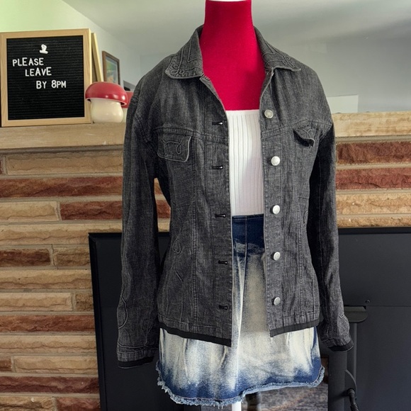 Chico's Black Jean Jacket Classic Cropped Design - Picture 1 of 11